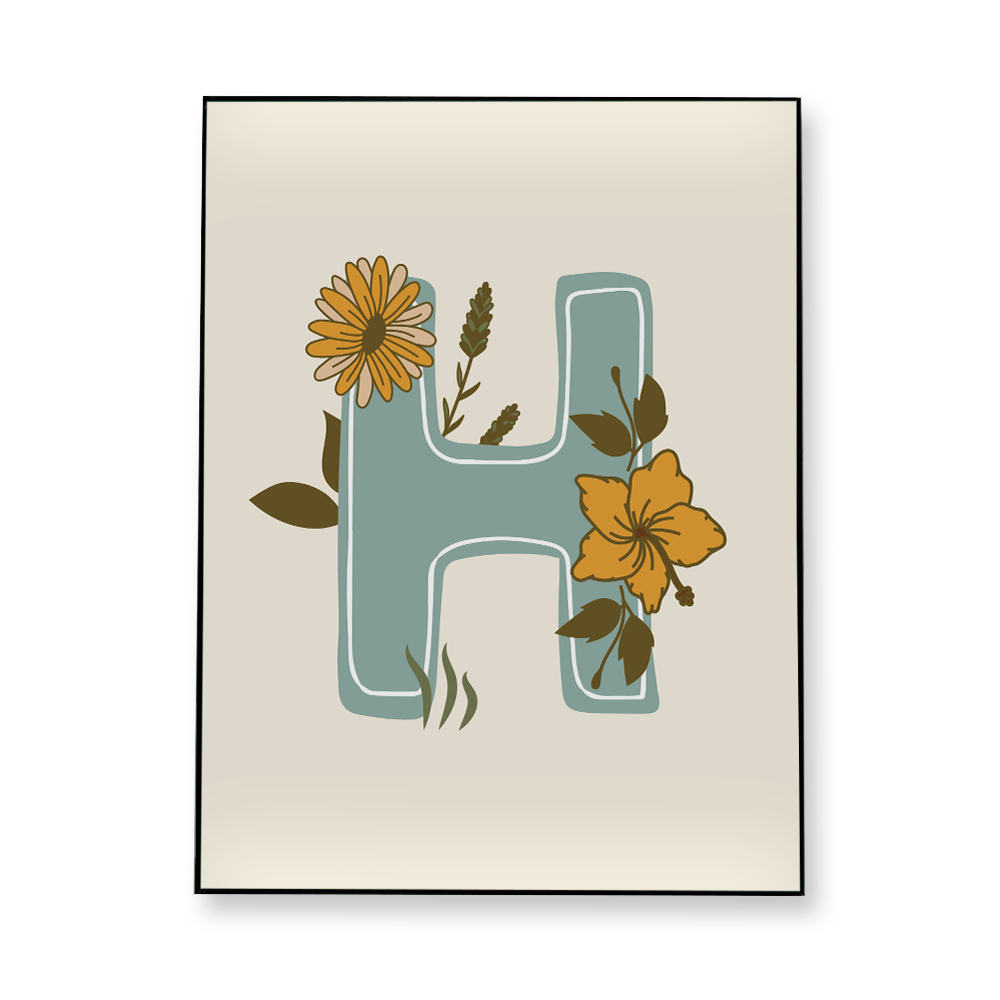 vintage-floral-letter-h-fabric-in-a-frame-wall-art