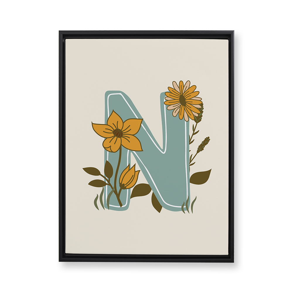 vintage-floral-letter-n-floating-canvas-wall-art