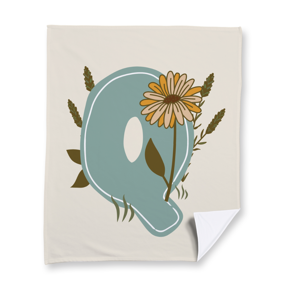 vintage-floral-letter-q-blanket-fleece