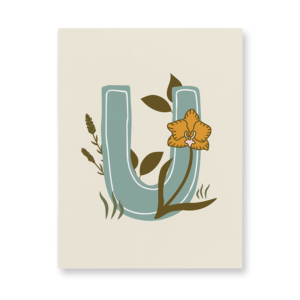 vintage-floral-letter-u-aluminum-wall-art