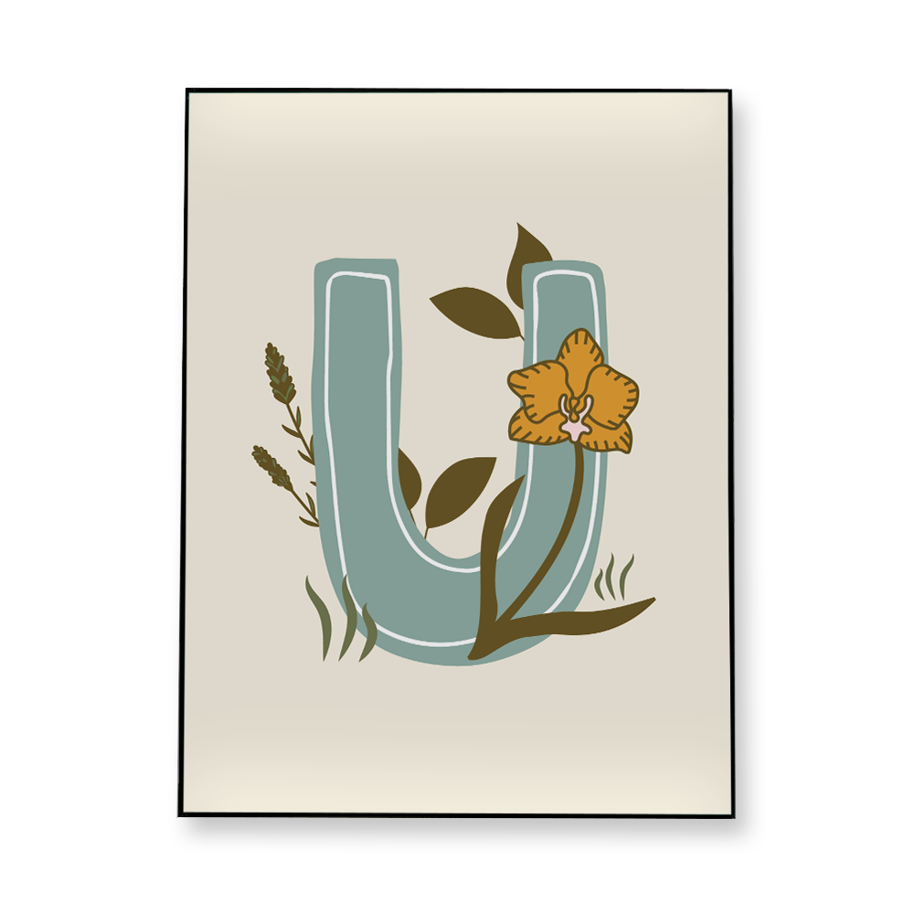 vintage-floral-letter-u-fabric-in-a-frame-wall-art