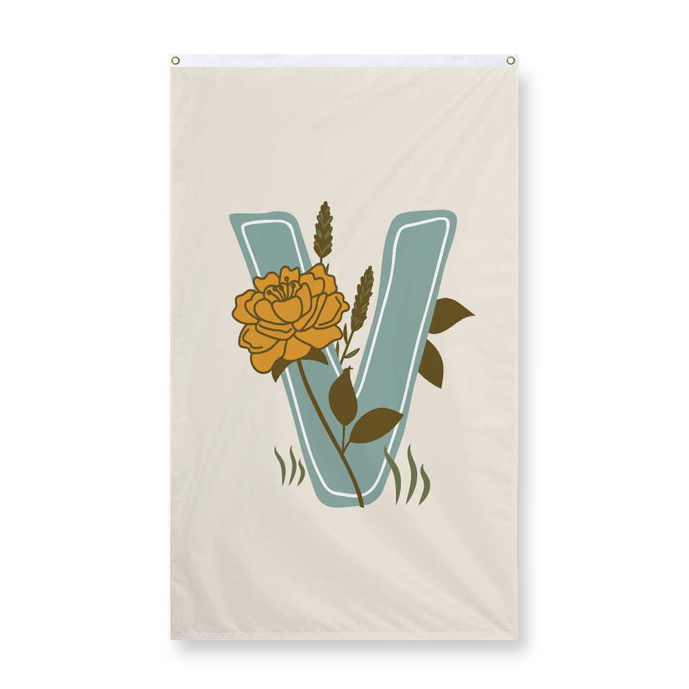 vintage-floral-letter-v-display-flag