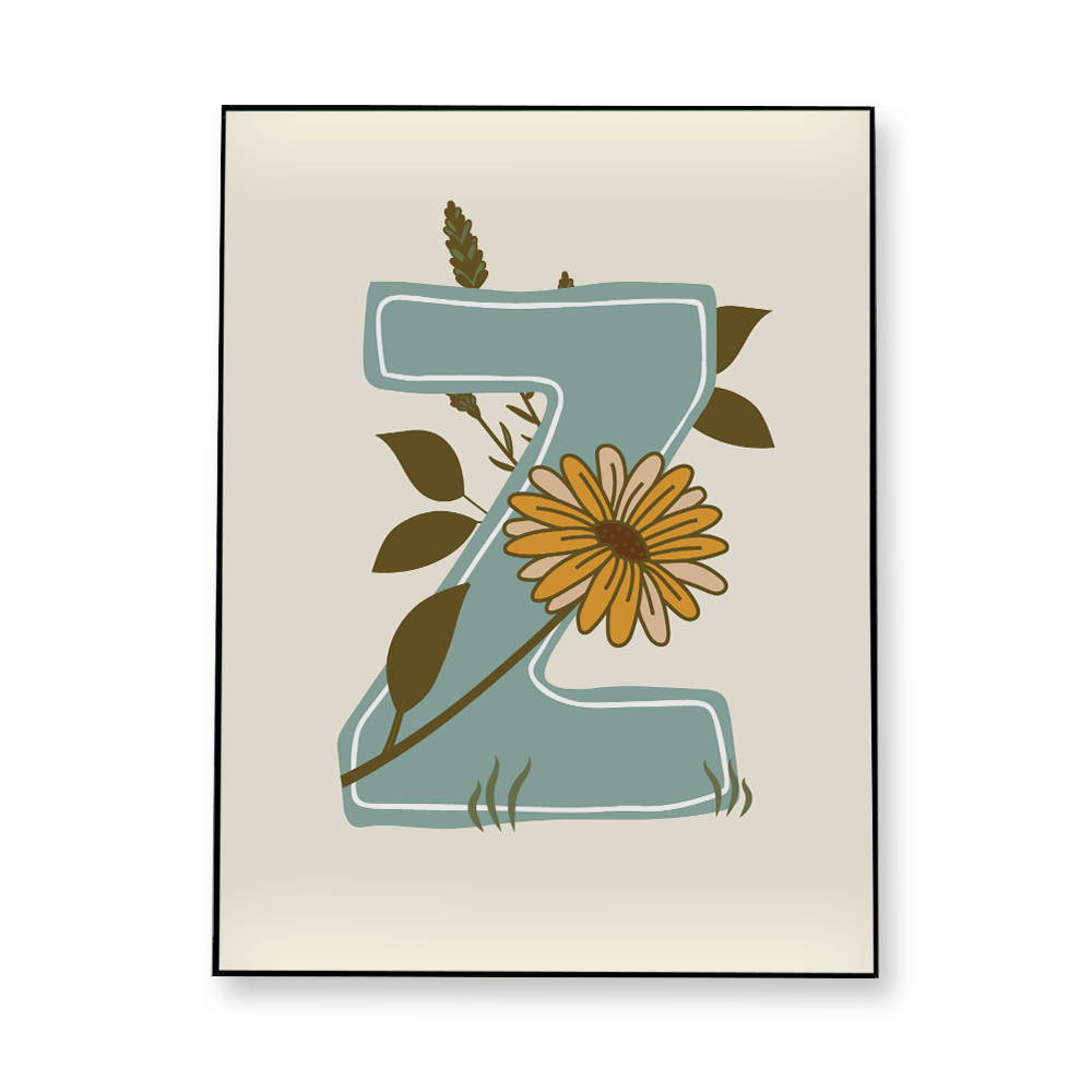 vintage-floral-letter-z-fabric-in-a-frame-wall-art