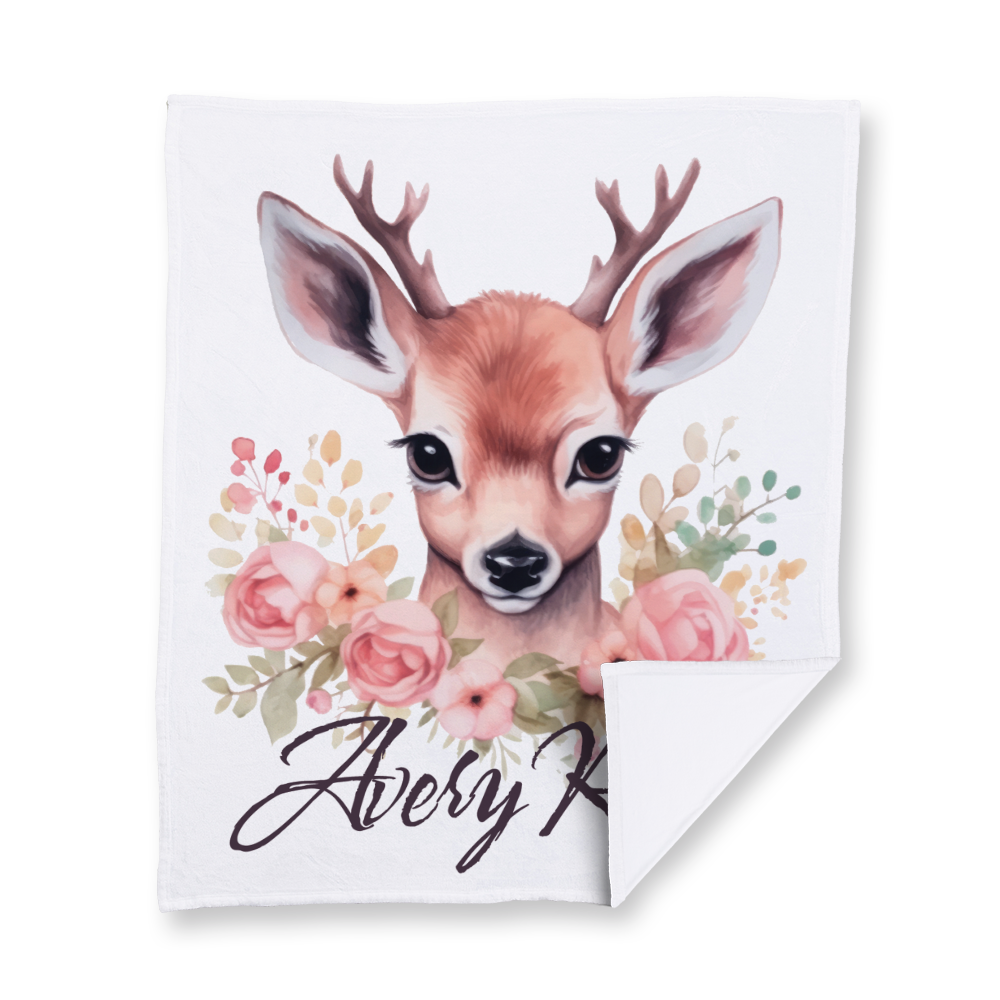 Watercolor Deer Painting Velvety Blanket