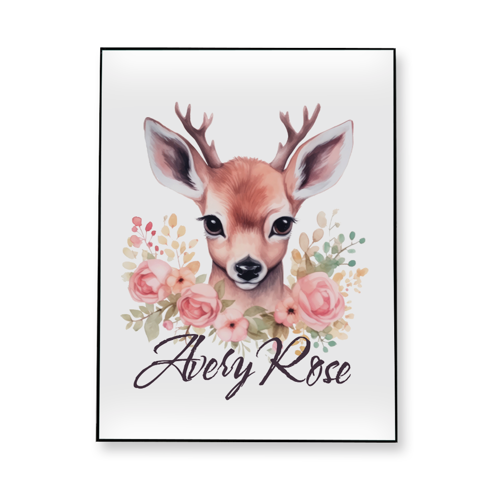 Watercolor Deer Painting Fabric-In-A-Frame Wall Art