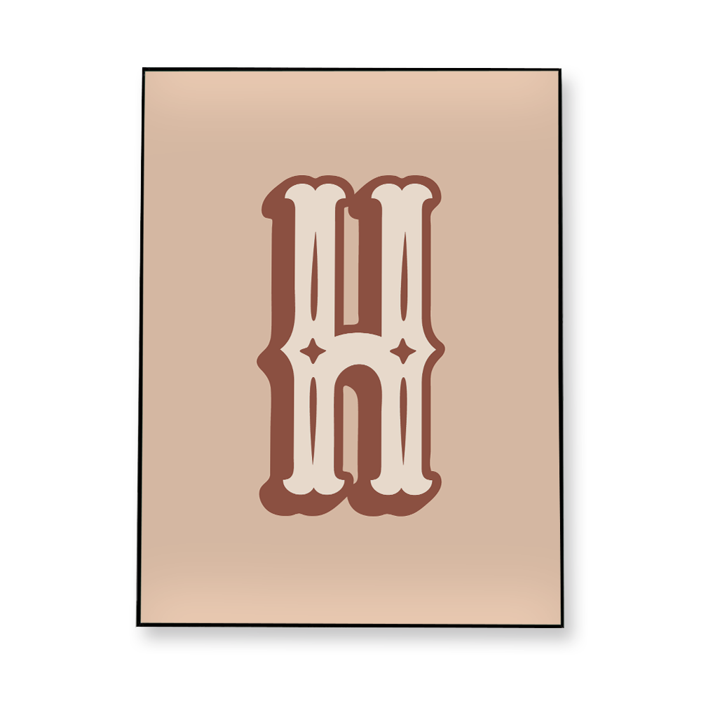 western-style-letter-h-fabric-in-a-frame-wall-art