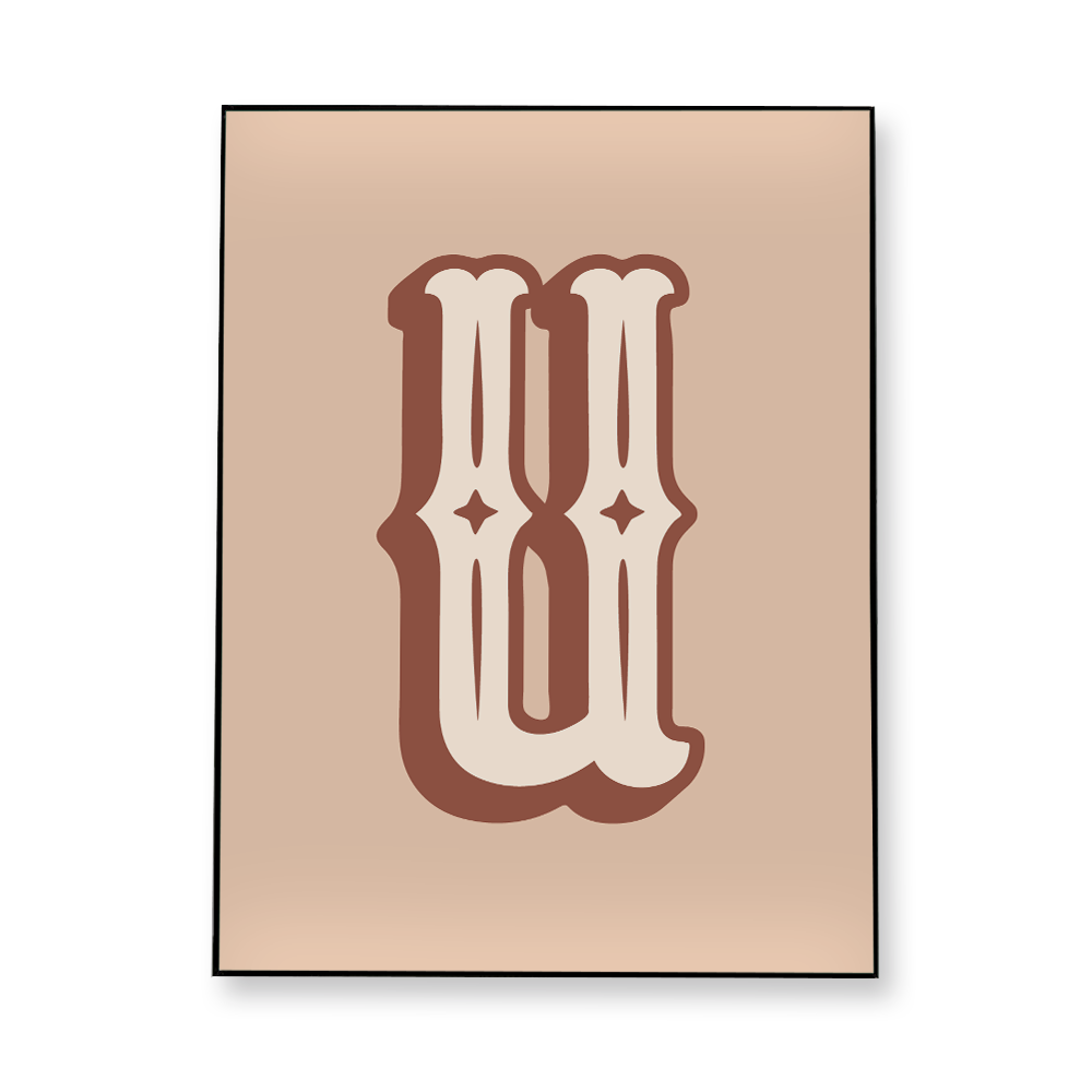 western-style-letter-u-fabric-in-a-frame-wall-art