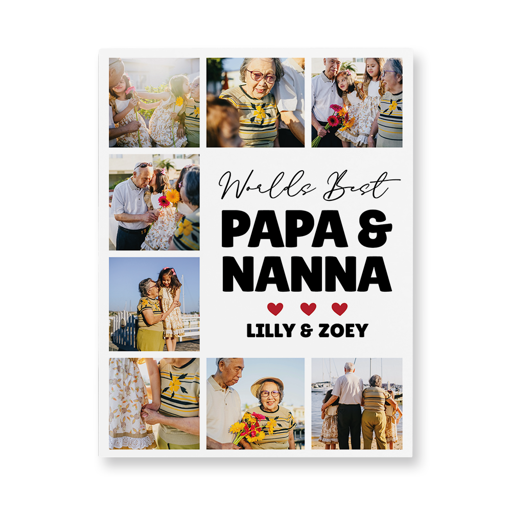 Worlds Best Papa and Nanna Photo Collage Aluminum Wall Art